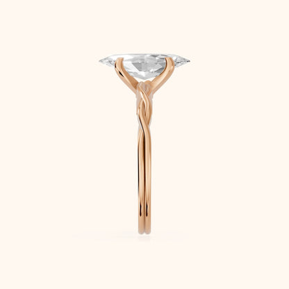 Iris Twist Marquise Diamond Engagement Ring in Rose Gold - SideView