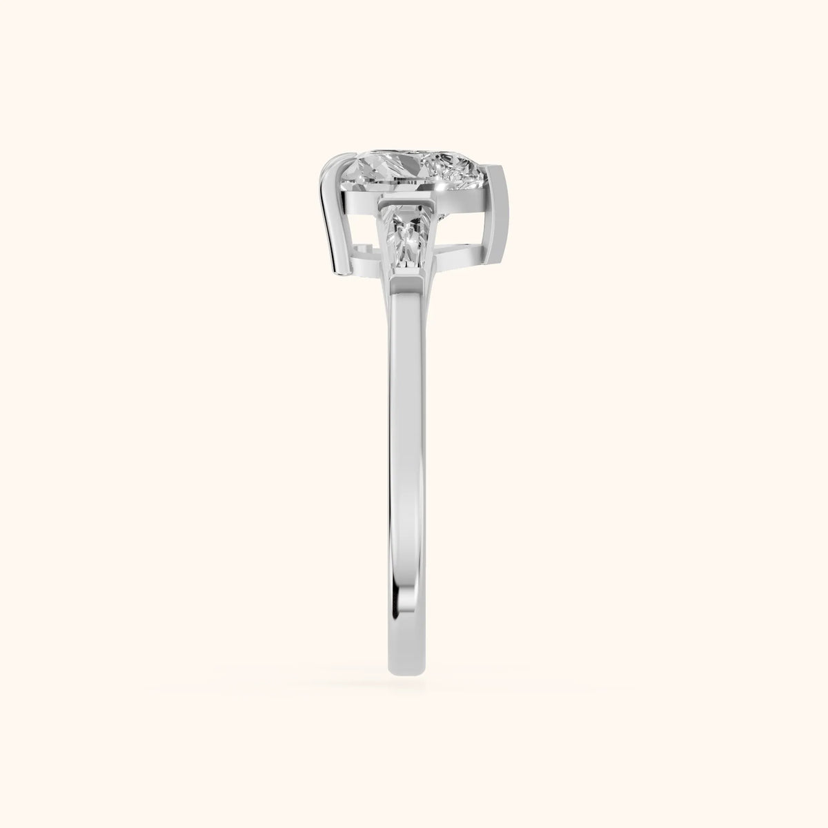 Winnie Three-Stone Heart Diamond Engagement Ring in Platinum - SideView.webp