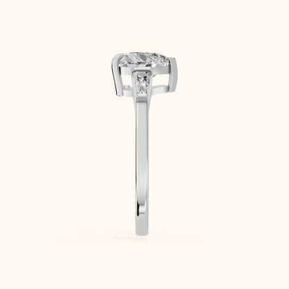 Winnie Three-Stone Heart Diamond Engagement Ring in Platinum - SideView.webp