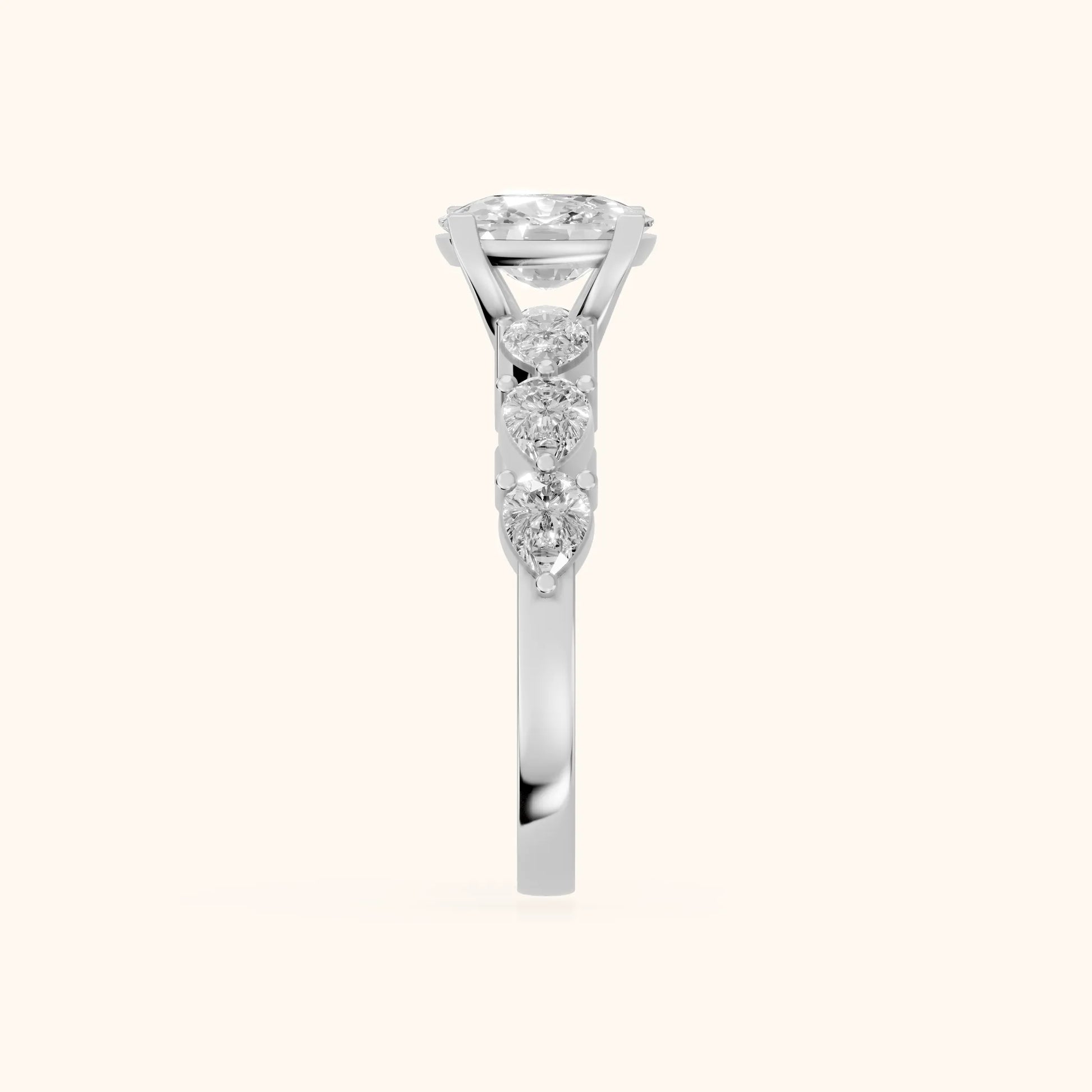 Iris Cushion Diamond Bridal Set in Silver - SideView