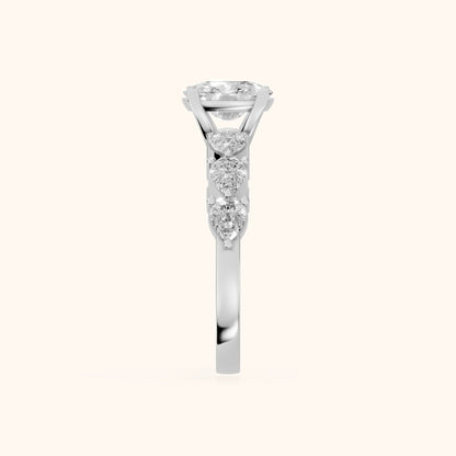 Iris Cushion Diamond Bridal Set in Silver - SideView