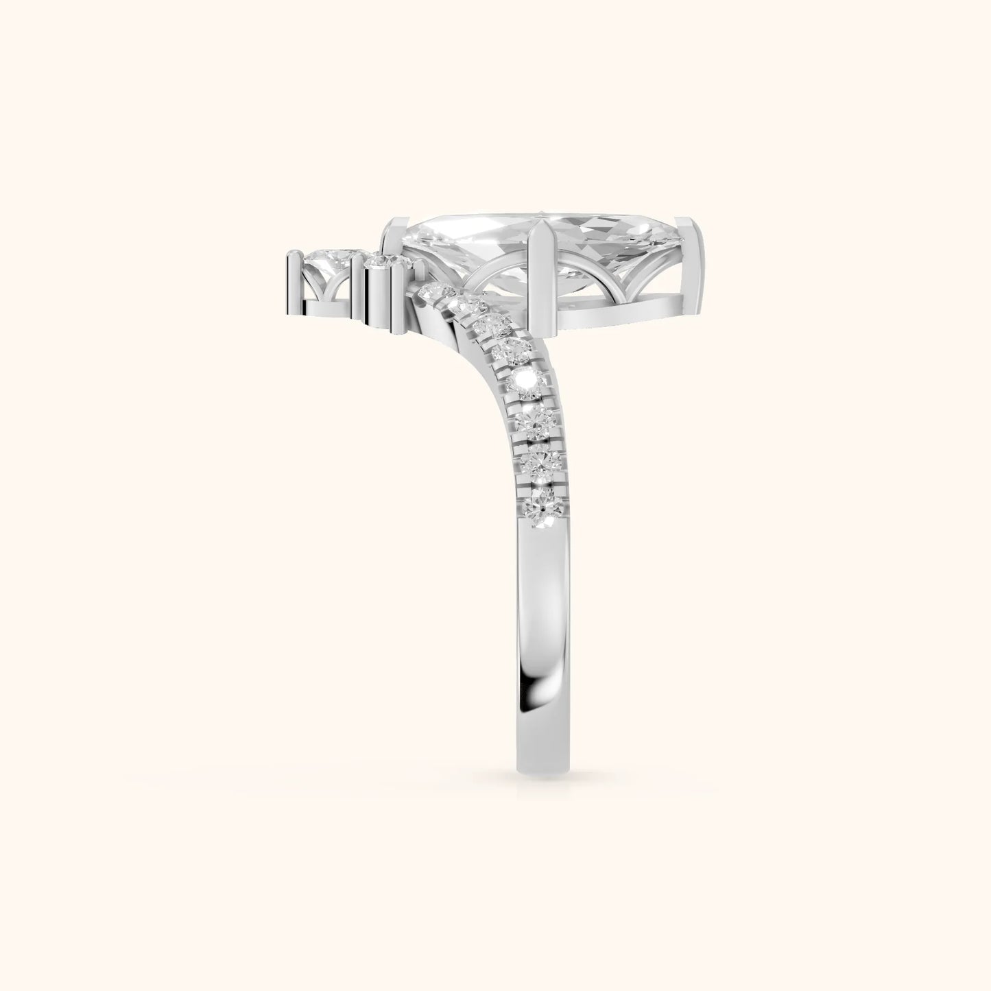 Isabella Legacy Side Stone Marquise Diamond Engagement Ring in Platinum - SideView