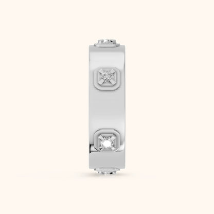 Paloma Compass Prong Round Diamond Wedding Band in Silver - SideView
