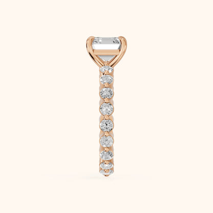 Piper Sidestone Asscher Diamond Engagement Ring in Rose Gold - SideView.webp