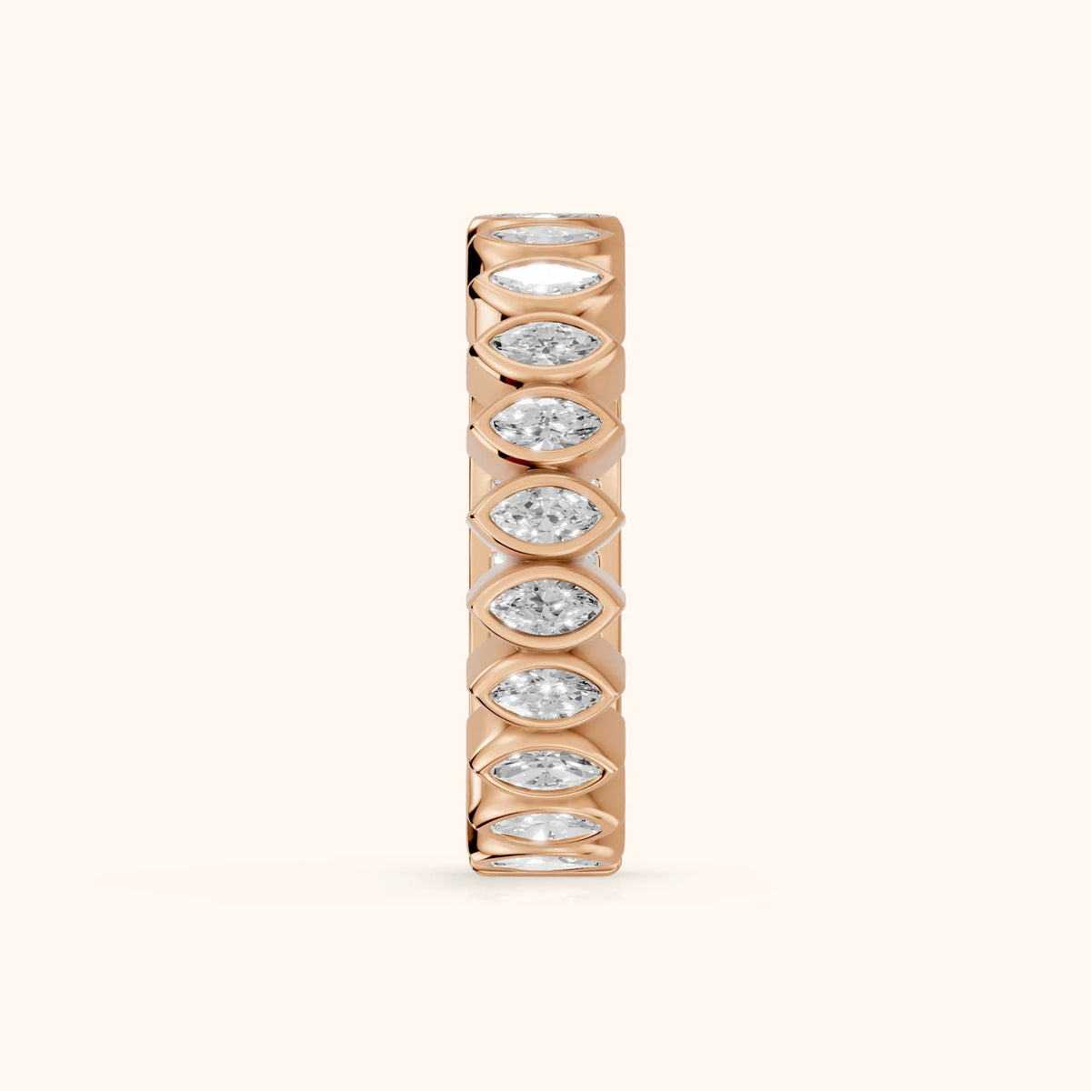 Pilar Bezel Marquise & Baguette Diamond Eternity Band in Rose Gold - SideView