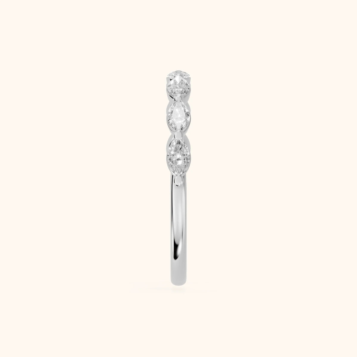 Corina Shared Prong Marquise Diamond Half Eternity Band in Silver - SideView
