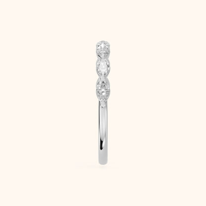 Corina Shared Prong Marquise Diamond Half Eternity Band in Silver - SideView