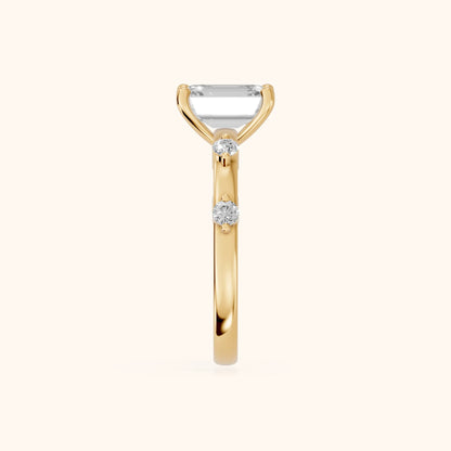 Elena Radiance Solitaire Emerald Diamond Engagement Ring in Yellow Gold - SideView