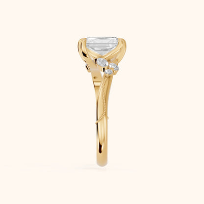 Joanna Milgrain Twist Radiant Diamond Engagement Ring in Yellow Gold - SideView.webp