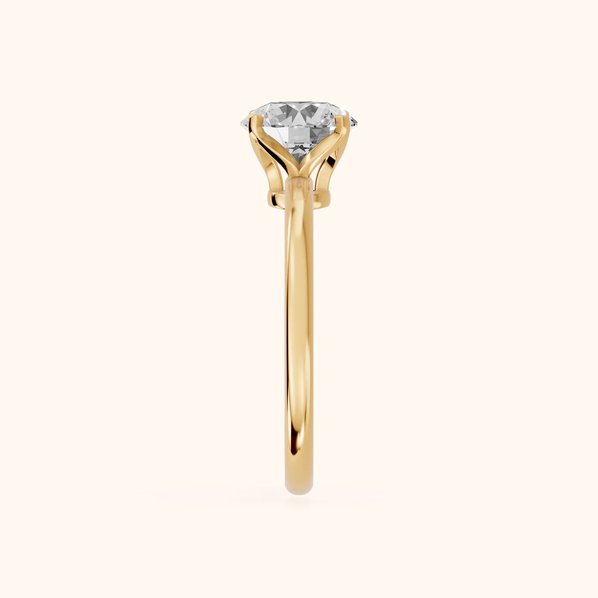 Flora Guardian Solitaire Round Diamond Engagement Ring in Yellow Gold - SideView