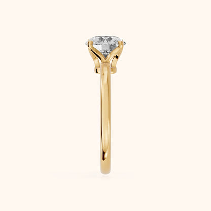Flora Guardian Solitaire Round Diamond Engagement Ring in Yellow Gold - SideView