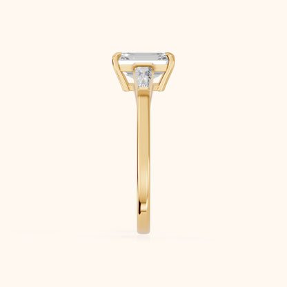 Winnie Three-Stone Emerald Diamond Engagement Ring in Yellow Gold - SideView.webp