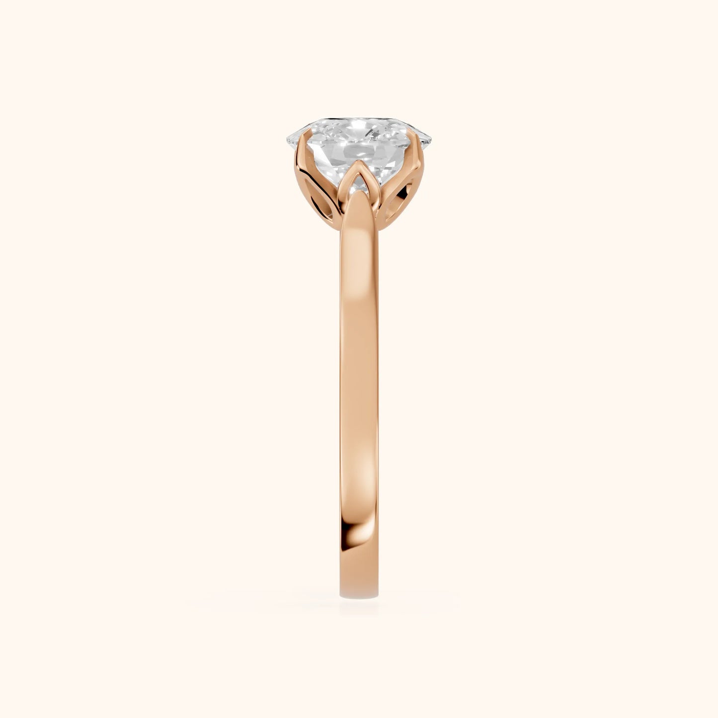 Isabella Bloom Solitaire Cushion Diamond Engagement Ring in Rose Gold - SideView