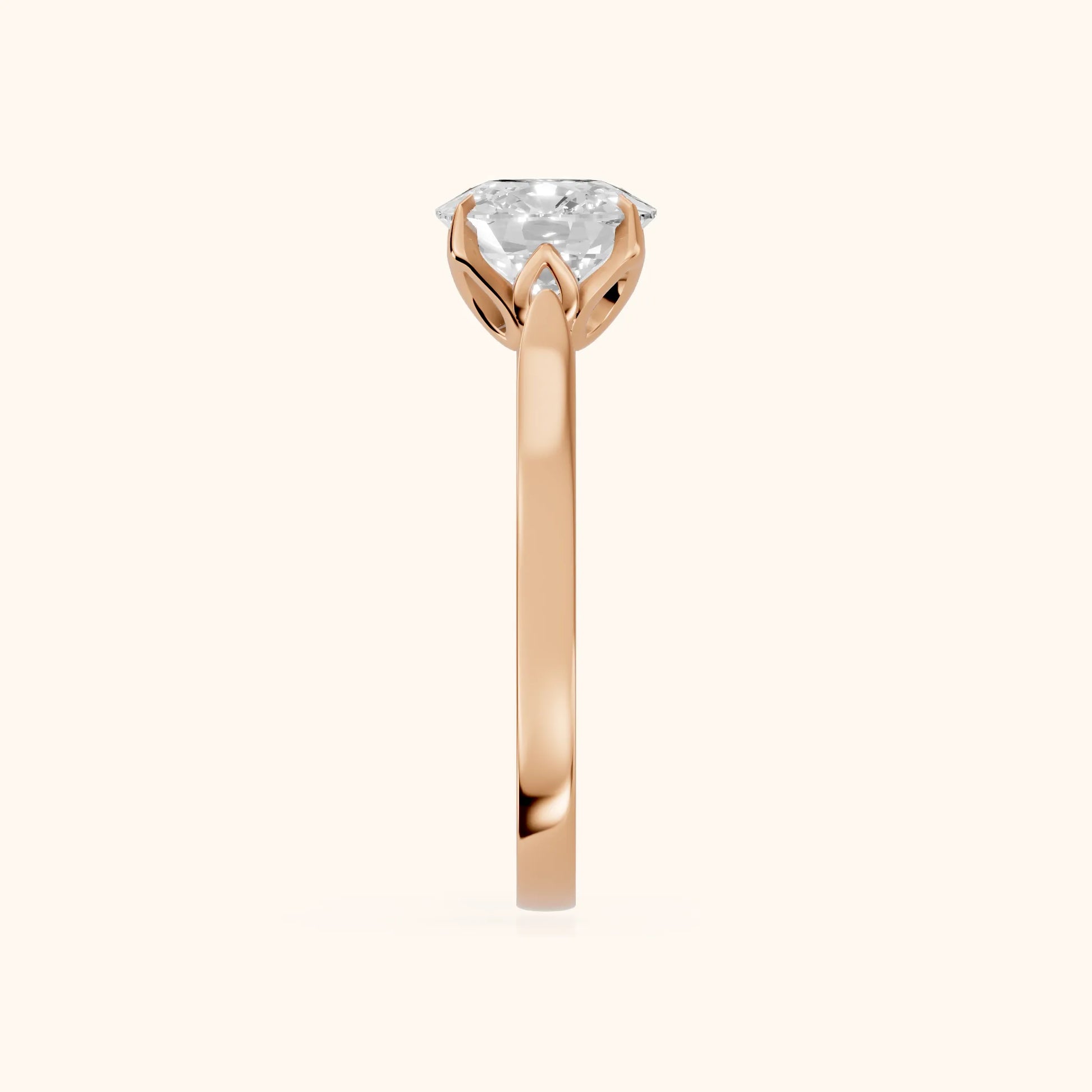 Isabella Bloom Solitaire Cushion Diamond Engagement Ring in Rose Gold - SideView