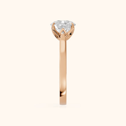 Isabella Bloom Solitaire Cushion Diamond Engagement Ring in Rose Gold - SideView