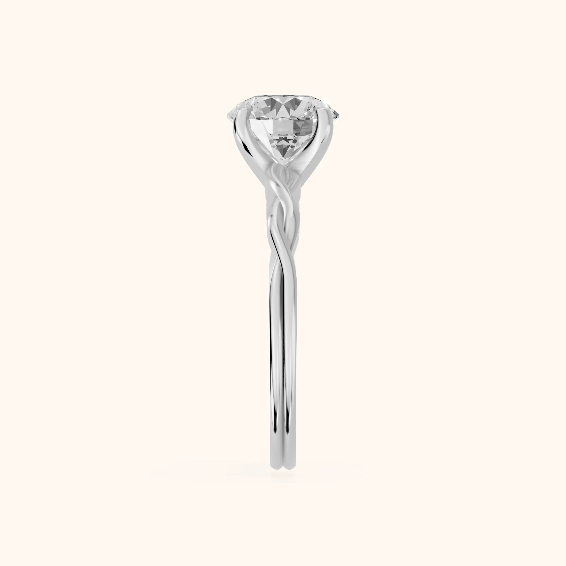 Iris Twist Round Diamond Engagement Ring in White Gold - SideView