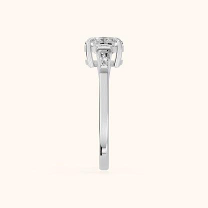 Winnie Three-Stone Cushion Diamond Engagement Ring in Platinum - SideView.webp