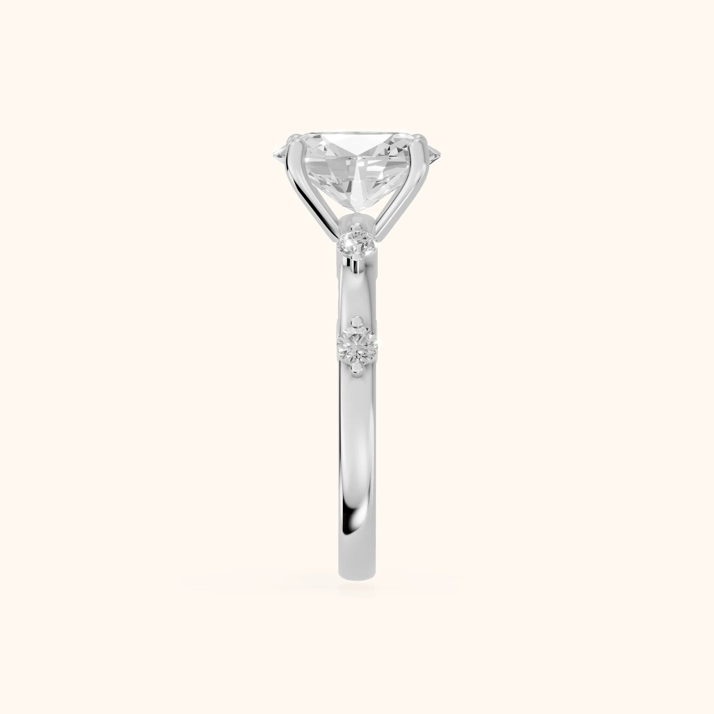 Elena Radiance Oval Diamond Engagement Ring in White Gold - SideView