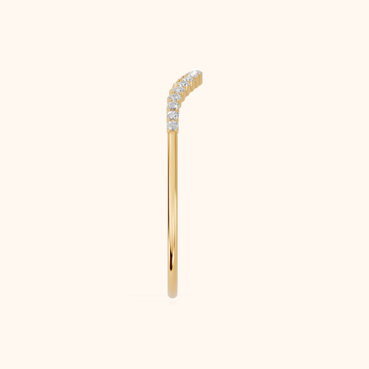 Ambra Curved Pavé Round Diamond Stackable Ring in Yellow Gold - SideView