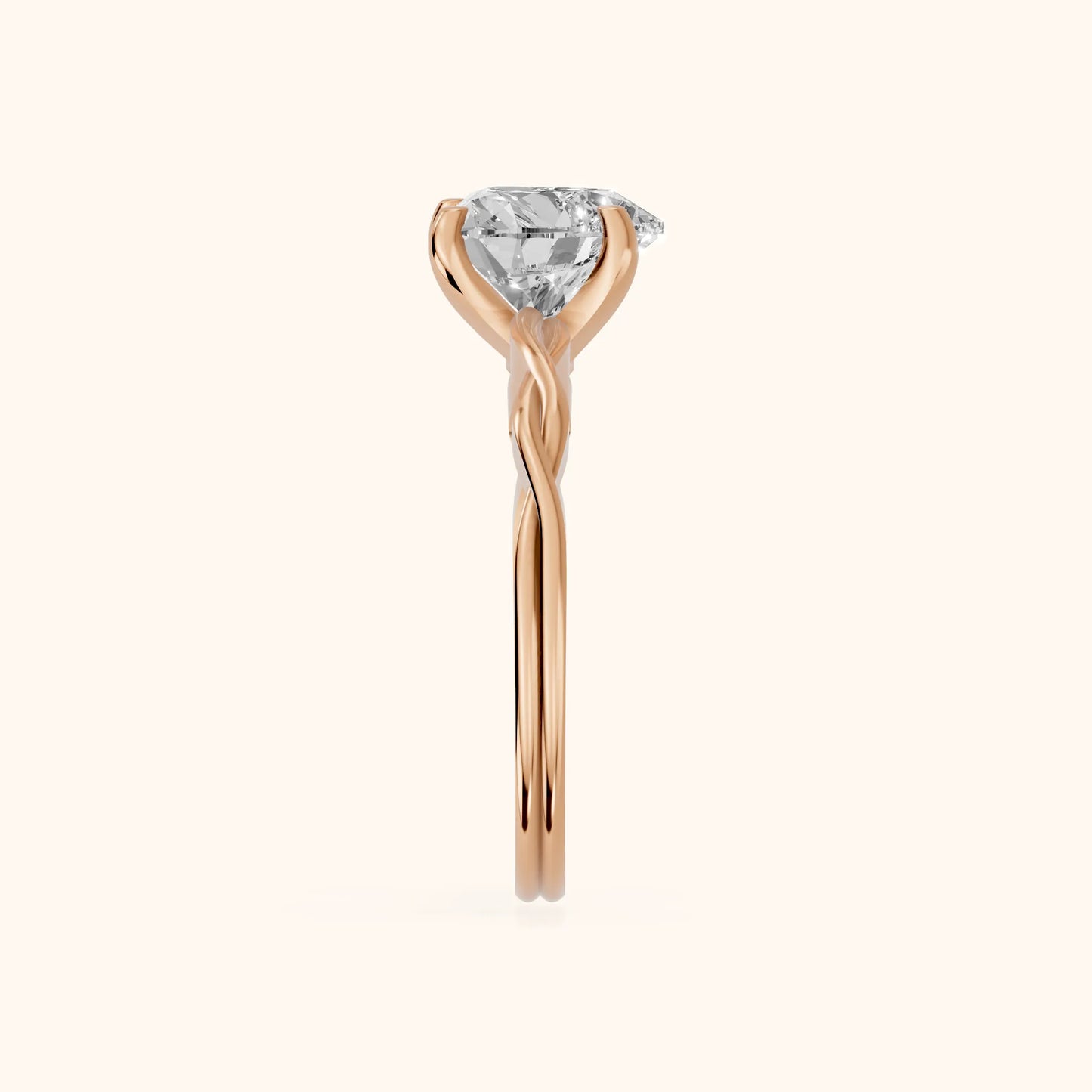 Iris Twist Heart Diamond Engagement Ring in Rose Gold - SideView