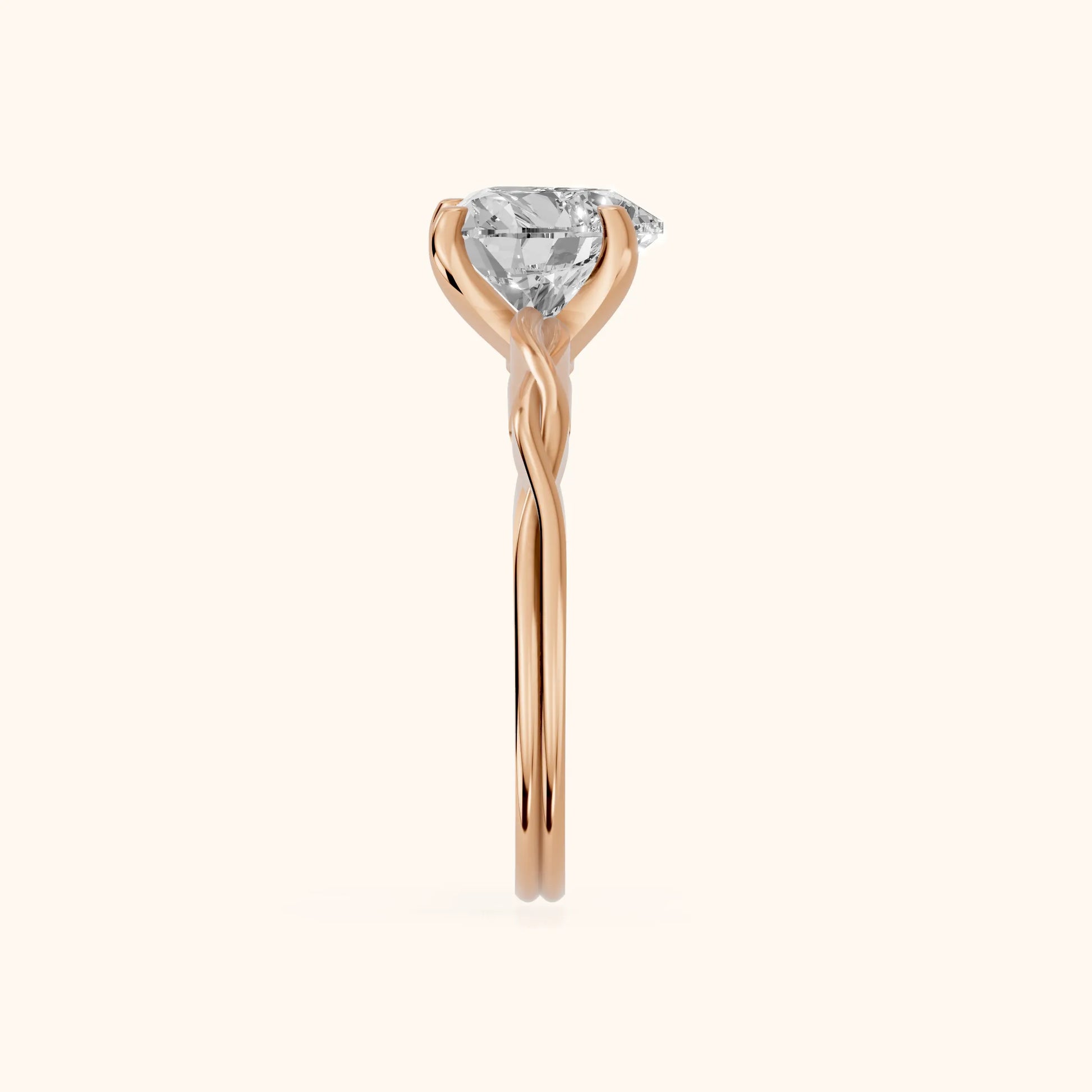 Iris Twist Heart Diamond Engagement Ring in Rose Gold - SideView