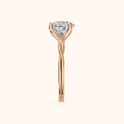 Iris Twist Heart Diamond Engagement Ring in Rose Gold - SideView