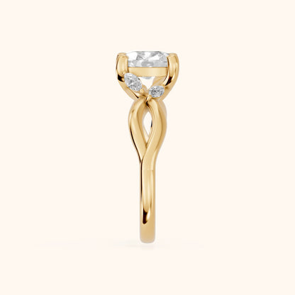 Luna Glow Twisted Cushion Diamond Engagement Ring in Yellow Gold - SideView