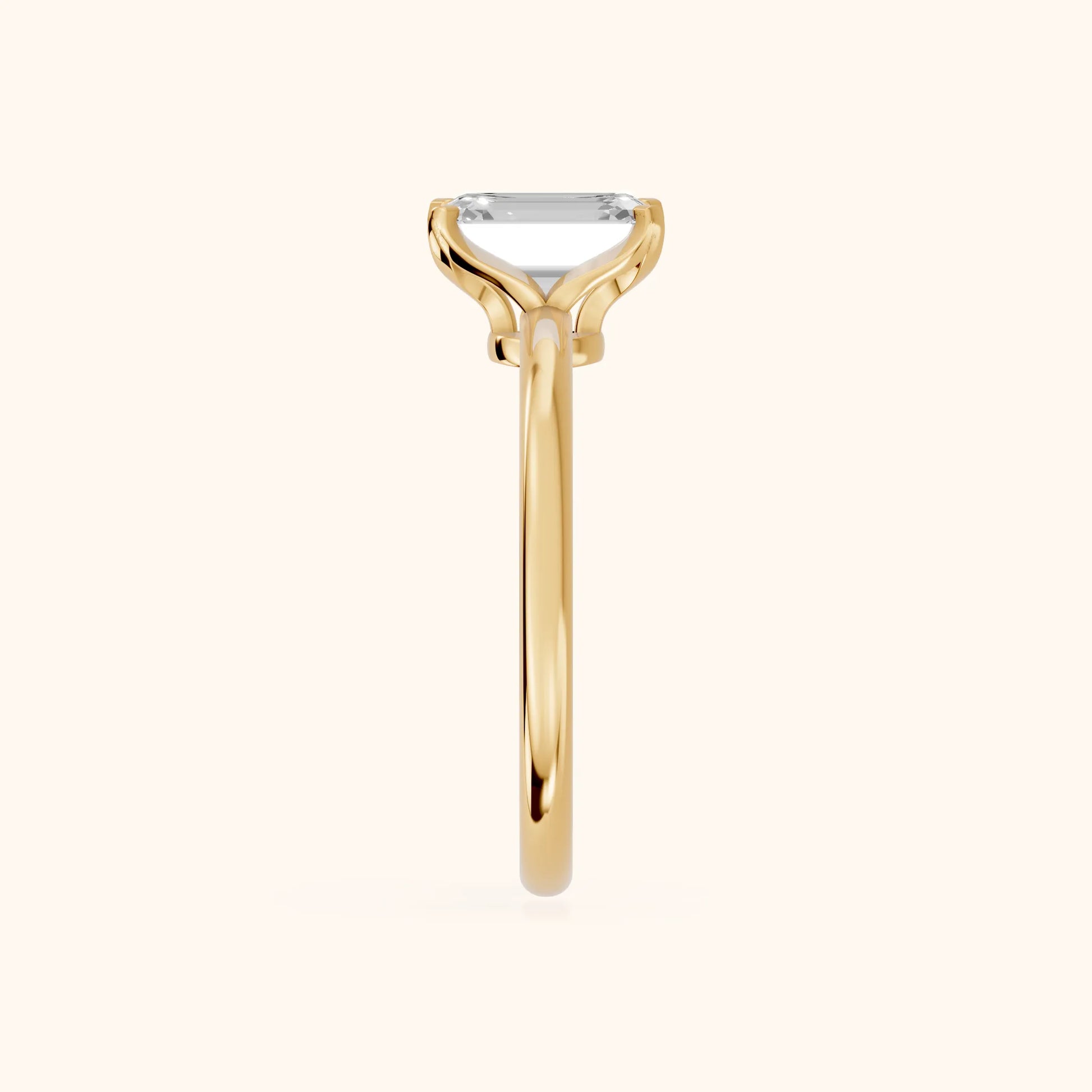 Flora Guardian Solitaire Emerald Diamond Engagement Ring in Yellow Gold - SideView