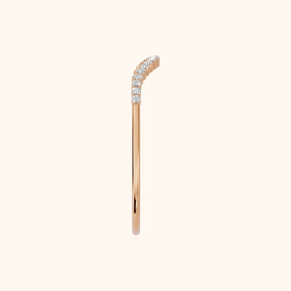Ambra Curved Pavé Round Diamond Stackable Ring in Rose Gold - SideView