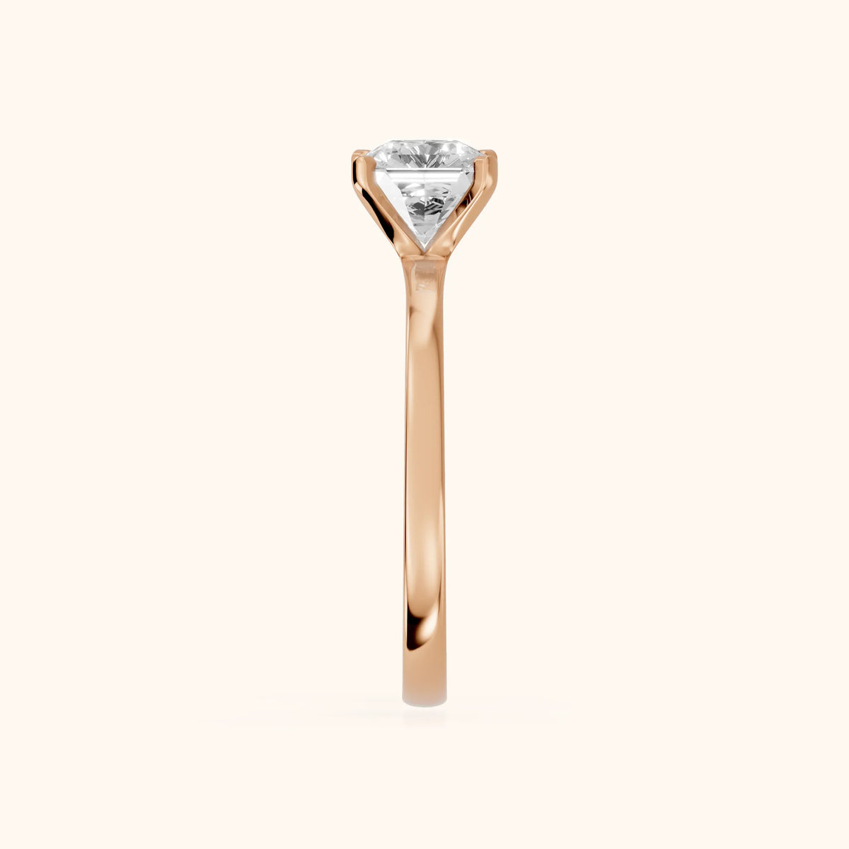 Matilda Cathedral Solitaire Asscher Diamond Engagement Ring in Rose Gold - SideView.webp