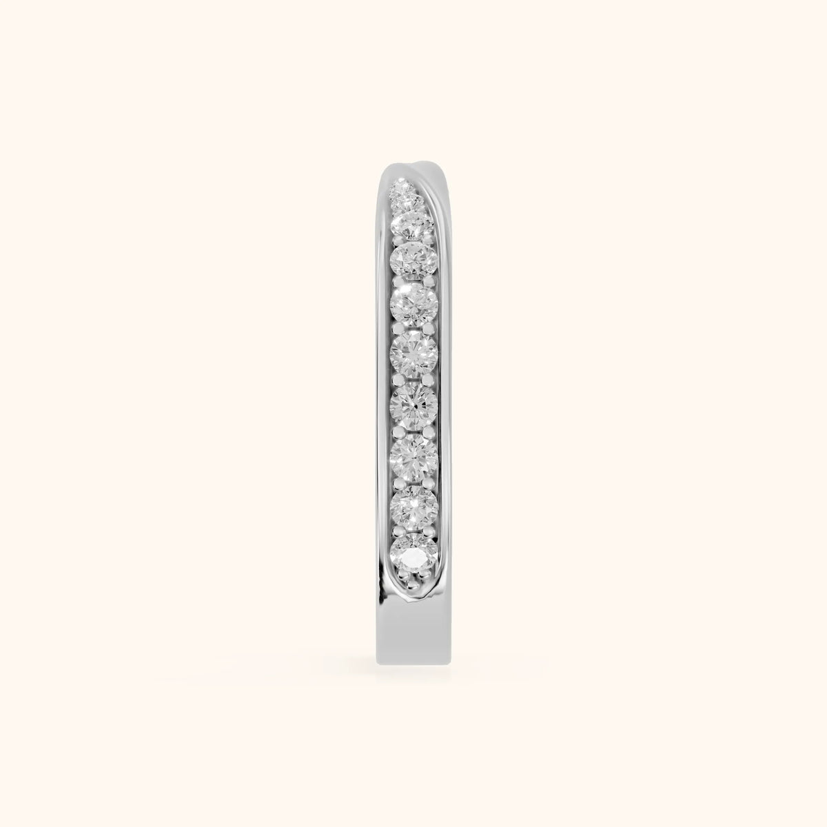 Sarika Twist Pavé Round Diamond Wedding Band in White Gold - SideView