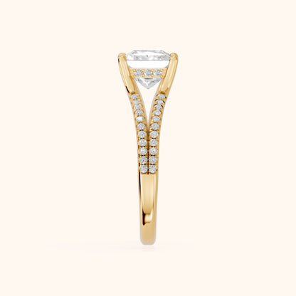 Eternal Embrace Princess Diamond Engagement Ring in Yellow Gold - SideView