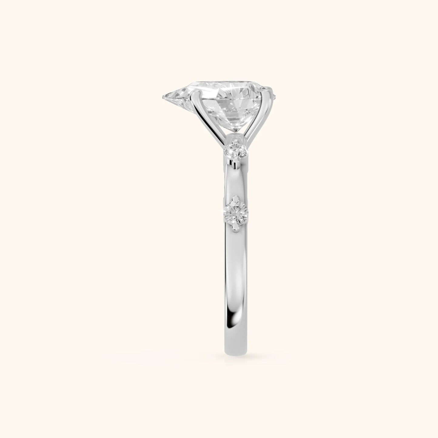 Elena Radiance Solitaire Pear Diamond Engagement Ring in Platinum - SideView