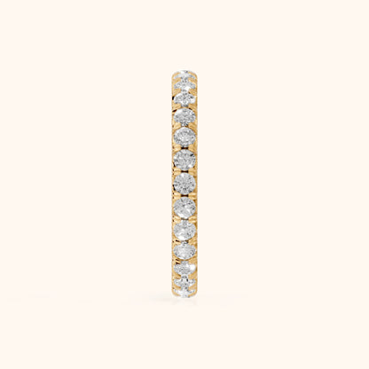 Lia French Pavé Round Diamond Eternity Band in Yellow Gold - SideView