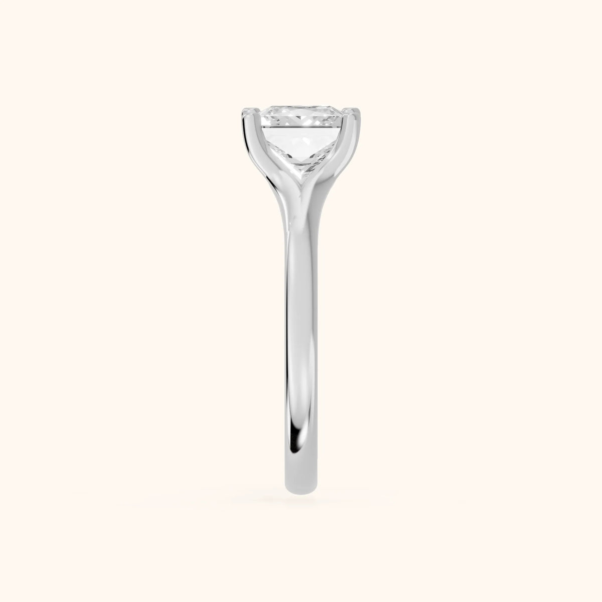 Nell Split Shank Solitaire Princess Diamond Engagement Ring in Platinum - SideView.webp