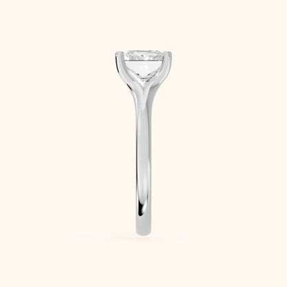 Nell Split Shank Solitaire Princess Diamond Engagement Ring in Platinum - SideView.webp