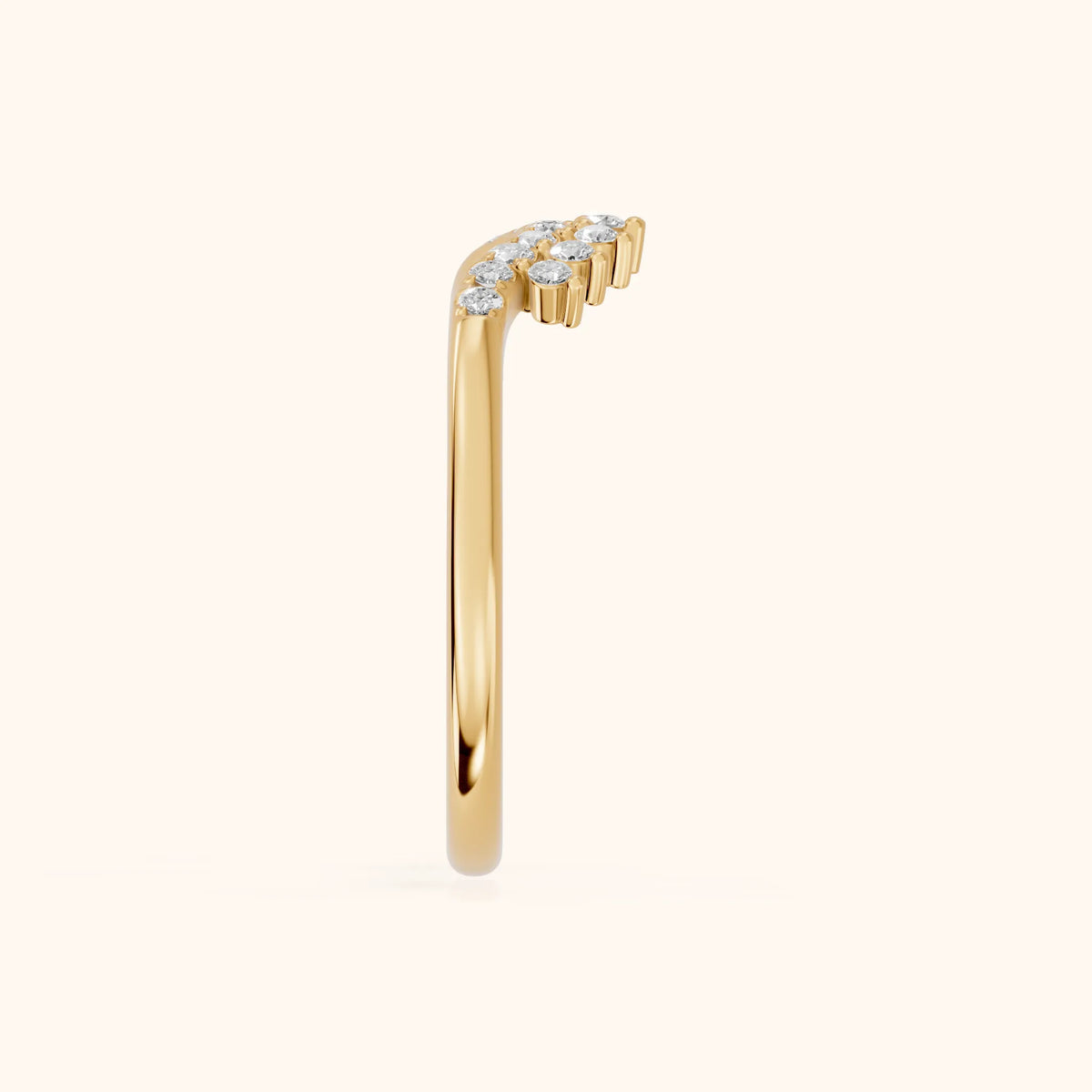 Sabina Curved Round Diamond Anniversary Ring in Yellow Gold - SideView
