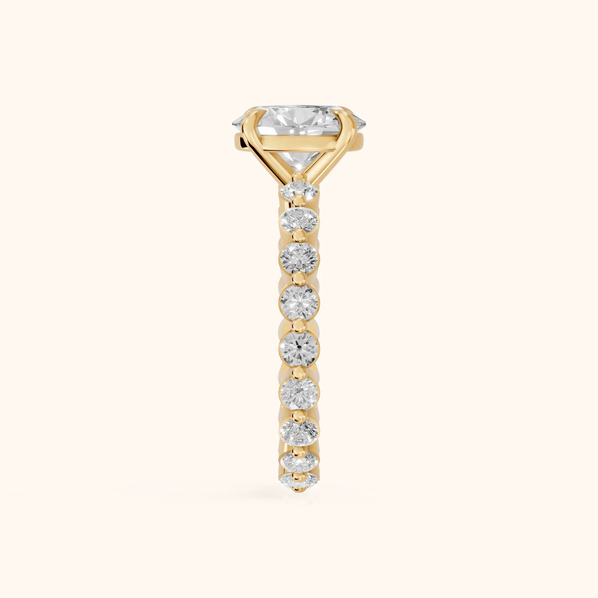 Piper Sidestone Oval Diamond Engagement Ring in Yellow Gold - SideView.webp