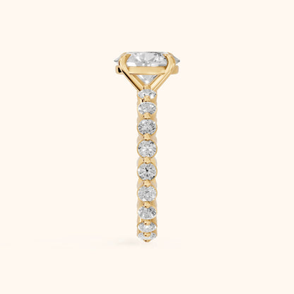 Piper Sidestone Oval Diamond Engagement Ring in Yellow Gold - SideView.webp