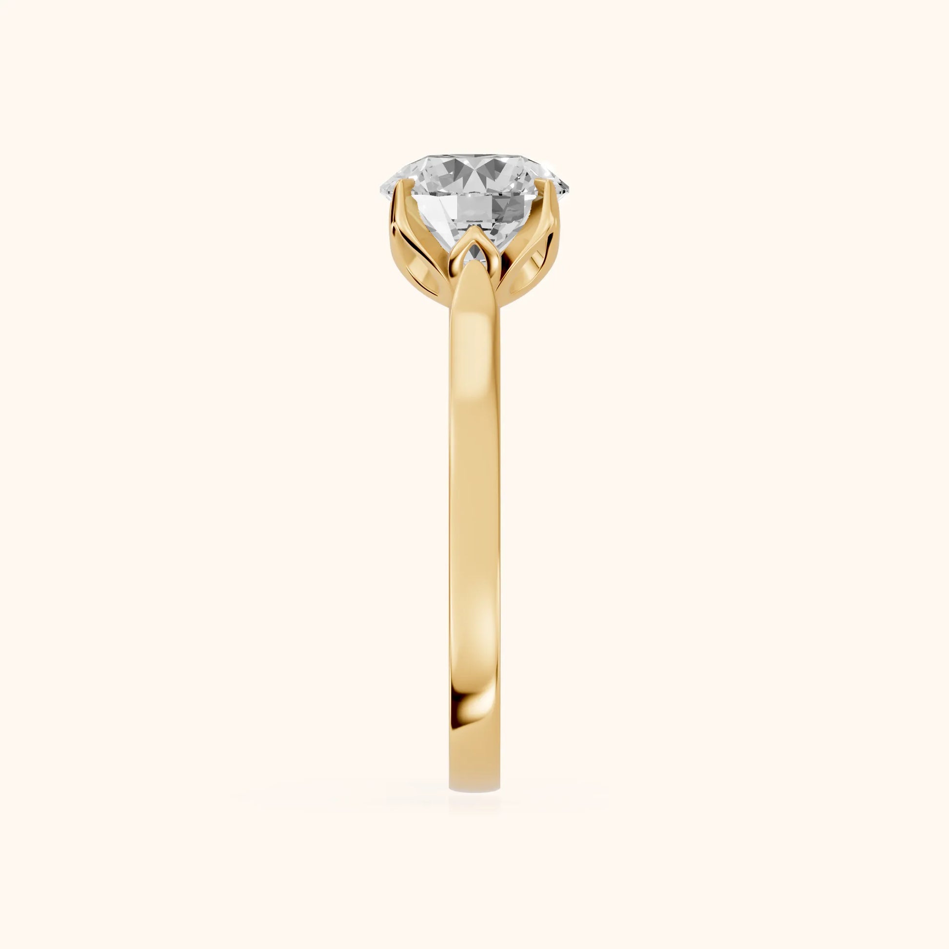 Isabella Bloom Solitaire Round Diamond Engagement Ring in Yellow Gold - SideView