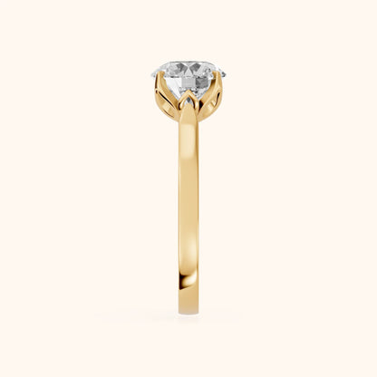 Isabella Bloom Solitaire Round Diamond Engagement Ring in Yellow Gold - SideView
