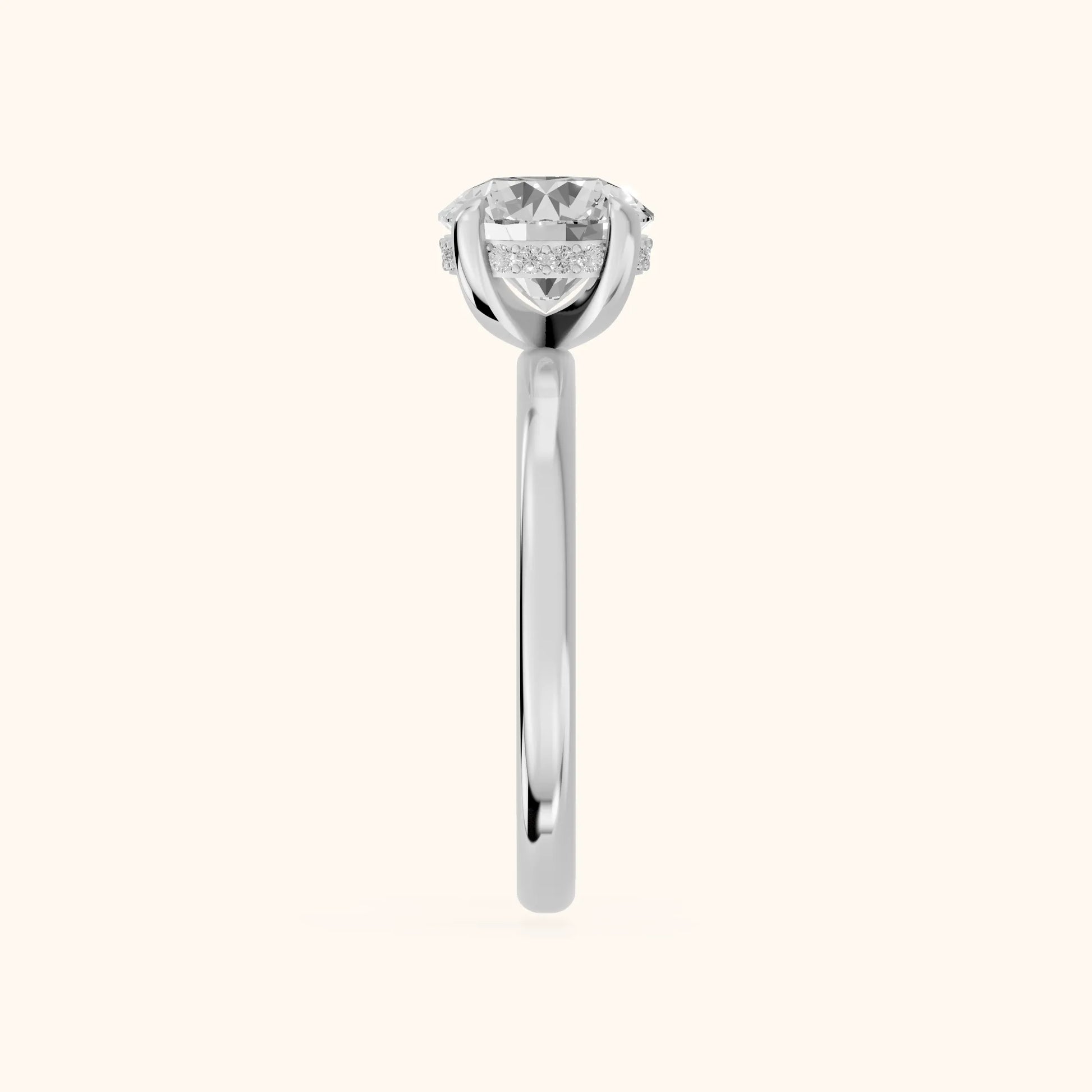 Charlotte Charm Solitaire Round Diamond Engagement Ring in Silver - SideView