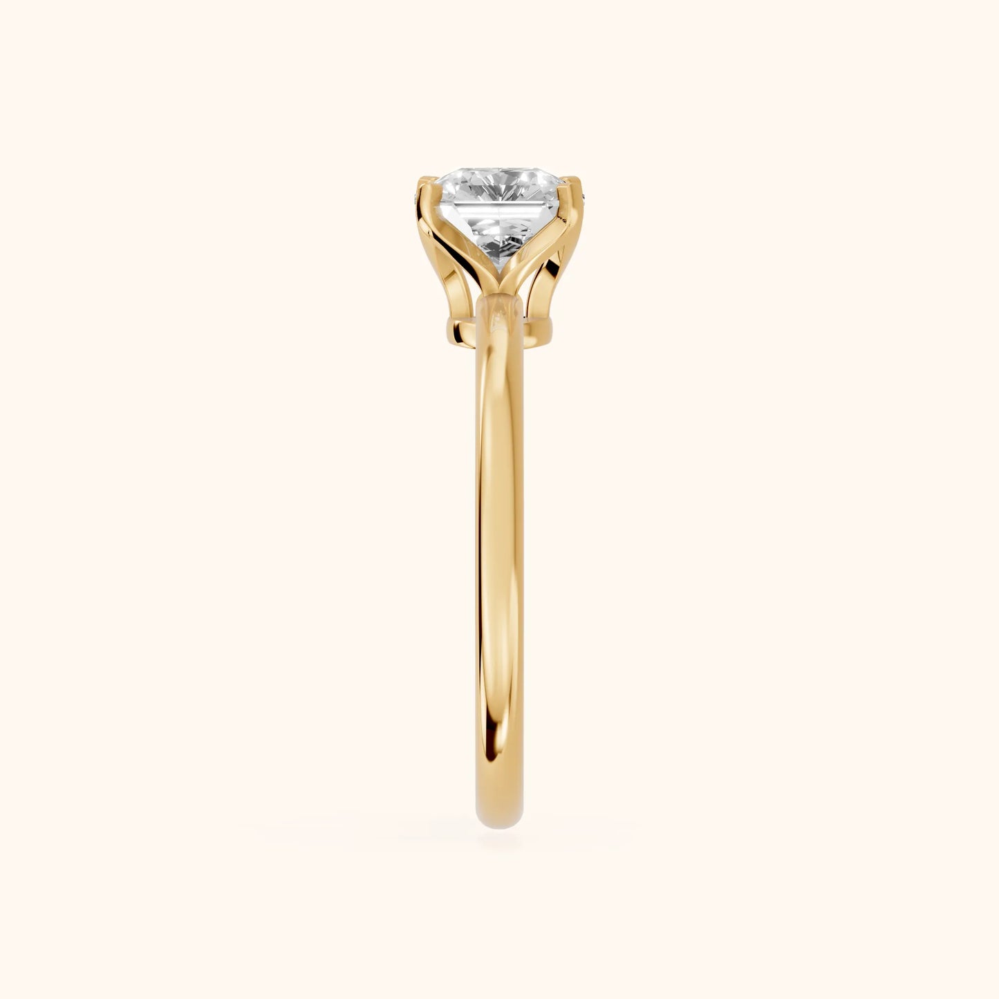 Flora Guardian Solitaire Asscher Diamond Engagement Ring in Yellow Gold - SideView