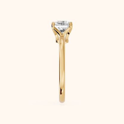 Flora Guardian Solitaire Asscher Diamond Engagement Ring in Yellow Gold - SideView