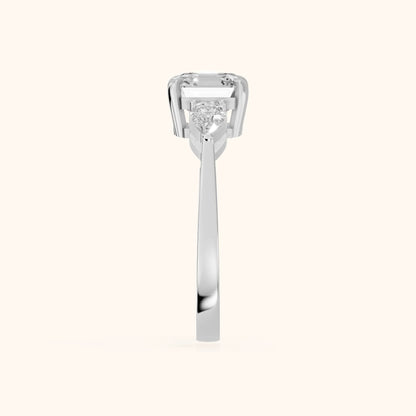 Grace Three Stone Asscher Diamond Engagement Ring in Platinum - SideView