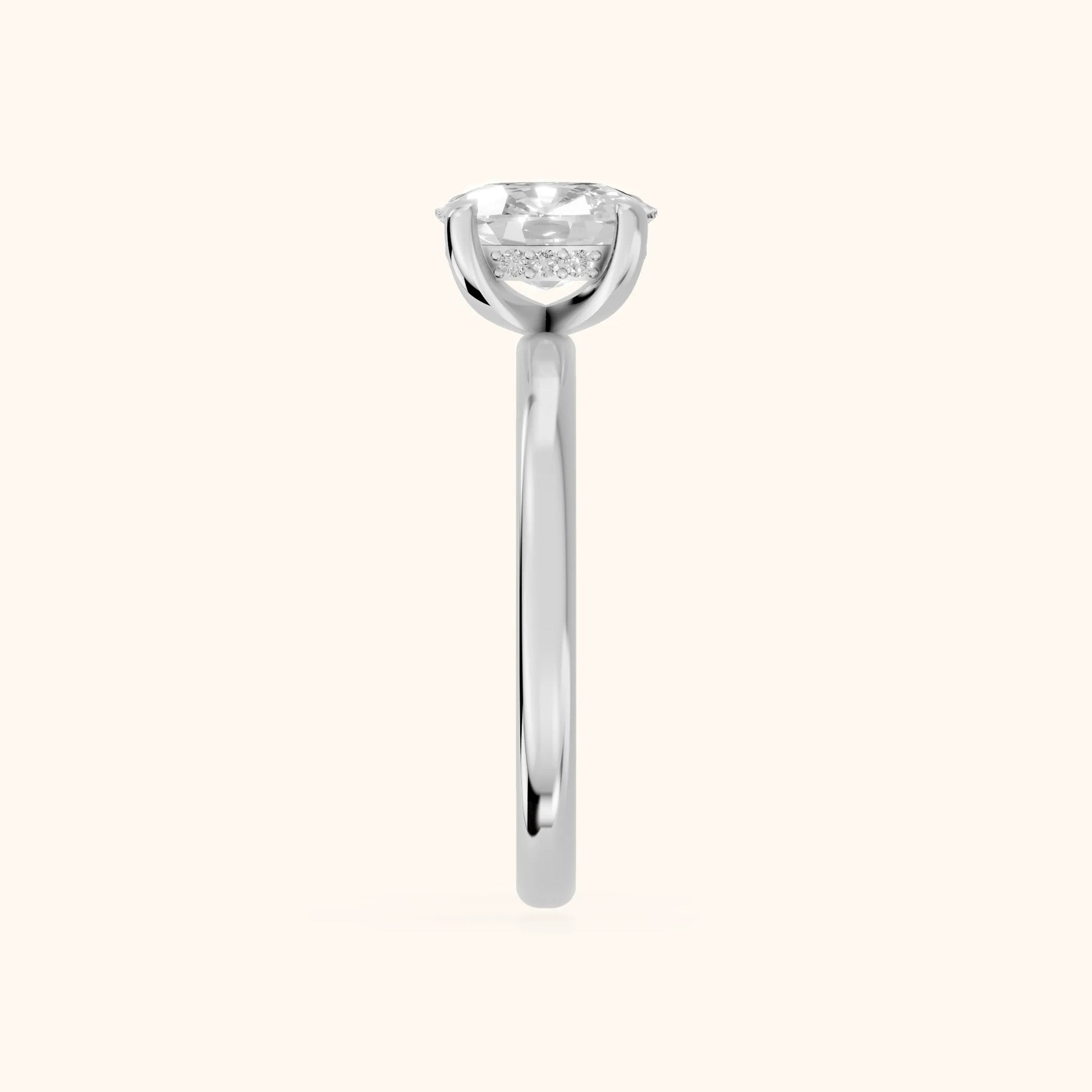 Charlotte Charm Cushion Diamond Solitaire Ring in White Gold - SideView