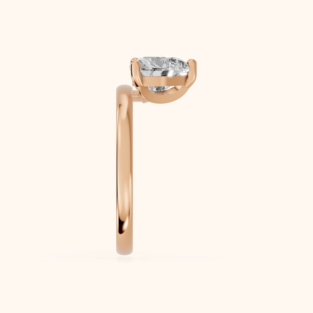 Maisie Four Prong Solitaire Heart Diamond Engagement Ring in Rose Gold - SideView.webp