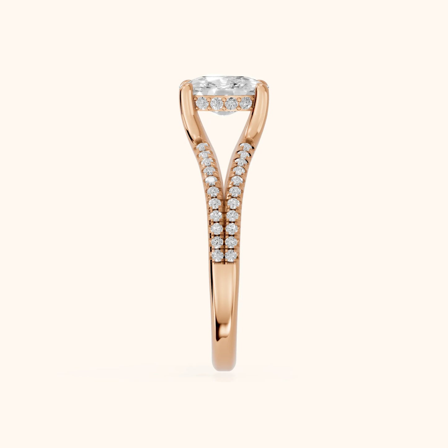 Eternal Embrace Solitaire Cushion Diamond Engagement Ring in Rose Gold - SideView