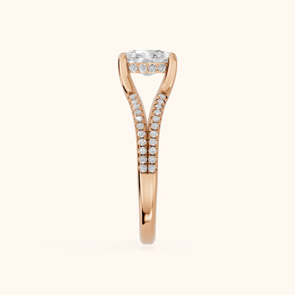 Eternal Embrace Solitaire Cushion Diamond Engagement Ring in Rose Gold - SideView
