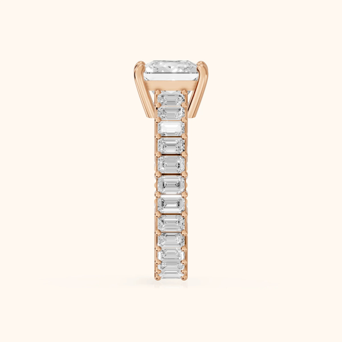 Mallory Shared Prong Princess Diamond Engagement Ring in Rose Gold - SideView.webp